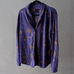 Women's Room Service Blue Celestial Pajama Set Sz L